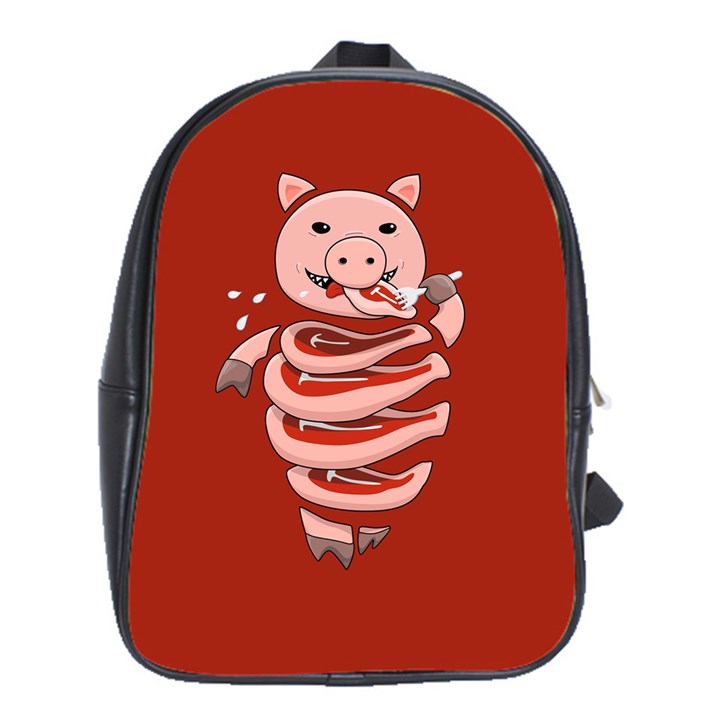 Red Stupid Self Eating Gluttonous Pig School Bags (XL) 