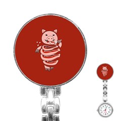 Red Stupid Self Eating Gluttonous Pig Stainless Steel Nurses Watch by CreaturesStore