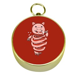 Red Stupid Self Eating Gluttonous Pig Gold Compasses by CreaturesStore