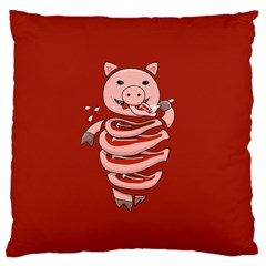 Red Stupid Self Eating Gluttonous Pig Large Flano Cushion Case (two Sides) by CreaturesStore