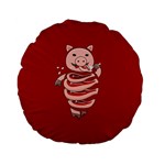 Red Stupid Self Eating Gluttonous Pig Standard 15  Premium Flano Round Cushions Front