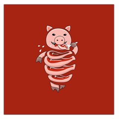 Red Stupid Self Eating Gluttonous Pig Large Satin Scarf (square) by CreaturesStore