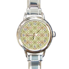 Colorful Stylized Floral Boho Round Italian Charm Watch by dflcprints