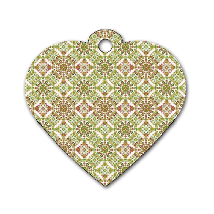 Colorful Stylized Floral Boho Dog Tag Heart (Two Sides)