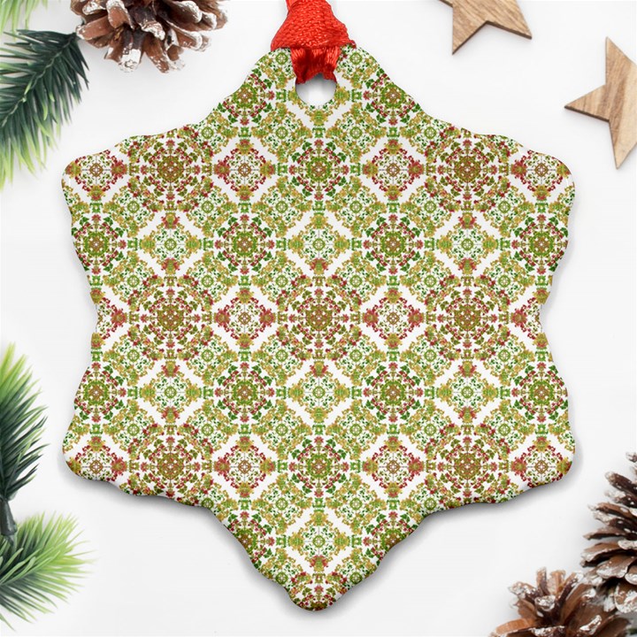 Colorful Stylized Floral Boho Snowflake Ornament (Two Sides)