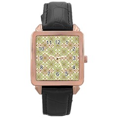 Colorful Stylized Floral Boho Rose Gold Leather Watch  by dflcprints