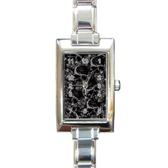 Skulls Pattern Rectangle Italian Charm Watch