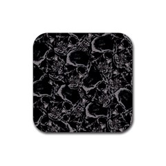 Skulls Pattern Rubber Coaster (square)  by ValentinaDesign