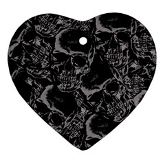 Skulls Pattern Heart Ornament (two Sides)