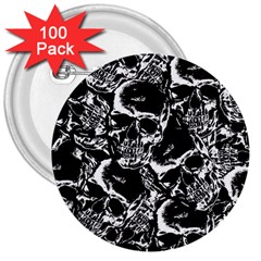 Skulls Pattern 3  Buttons (100 Pack) 