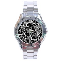 Skulls Pattern Stainless Steel Analogue Watch by ValentinaDesign