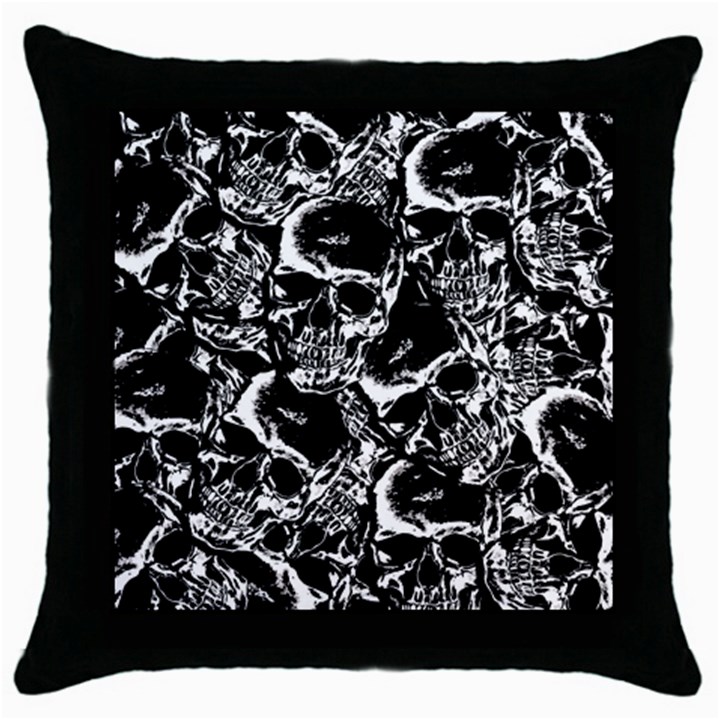 Skulls pattern Throw Pillow Case (Black)