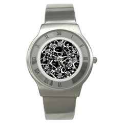 Skulls Pattern Stainless Steel Watch