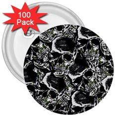 Skulls Pattern 3  Buttons (100 Pack) 