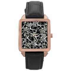 Skulls Pattern Rose Gold Leather Watch  by ValentinaDesign