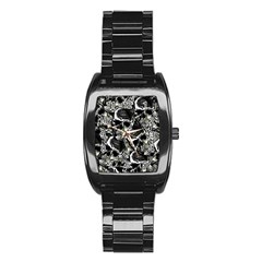 Skulls Pattern Stainless Steel Barrel Watch by ValentinaDesign