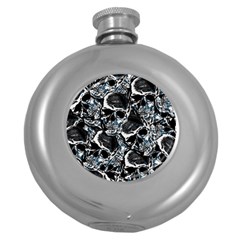 Skulls Pattern Round Hip Flask (5 Oz) by ValentinaDesign