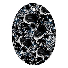 Skulls Pattern Oval Ornament (two Sides)