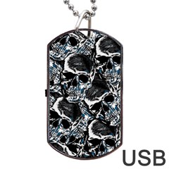 Skulls Pattern Dog Tag Usb Flash (one Side) by ValentinaDesign