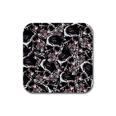 Skulls Pattern Rubber Square Coaster (4 Pack)  by ValentinaDesign