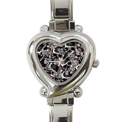 Skulls Pattern Heart Italian Charm Watch by ValentinaDesign