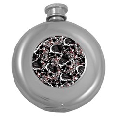 Skulls Pattern Round Hip Flask (5 Oz) by ValentinaDesign