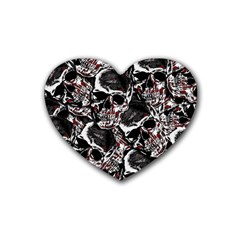 Skulls Pattern Rubber Coaster (heart)  by ValentinaDesign