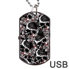 Skulls Pattern Dog Tag Usb Flash (two Sides) by ValentinaDesign