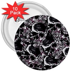 Skulls Pattern 3  Buttons (10 Pack) 