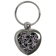 Skulls Pattern Key Chains (heart)  by ValentinaDesign