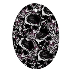 Skulls Pattern Oval Ornament (two Sides) by ValentinaDesign