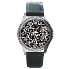 Skull Pattern Round Metal Watch by ValentinaDesign