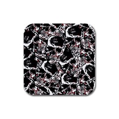 Skull Pattern Rubber Square Coaster (4 Pack)  by ValentinaDesign