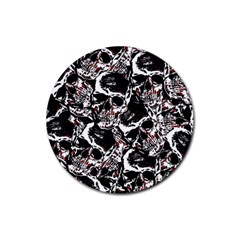 Skull Pattern Rubber Coaster (round)  by ValentinaDesign