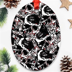 Skull Pattern Oval Ornament (two Sides) by ValentinaDesign