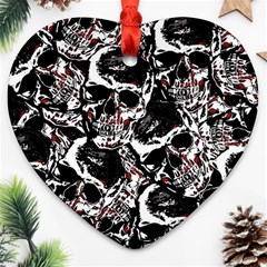 Skull Pattern Heart Ornament (two Sides) by ValentinaDesign