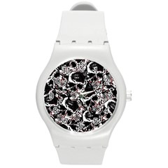 Skull Pattern Round Plastic Sport Watch (m)