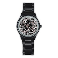 Skull Pattern Stainless Steel Round Watch