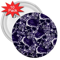 Skull Pattern 3  Buttons (10 Pack) 