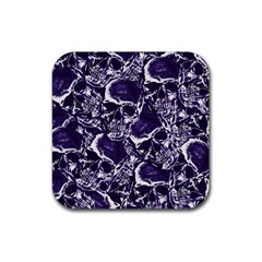 Skull Pattern Rubber Coaster (square)  by ValentinaDesign