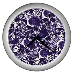 Skull Pattern Wall Clocks (silver)  by ValentinaDesign