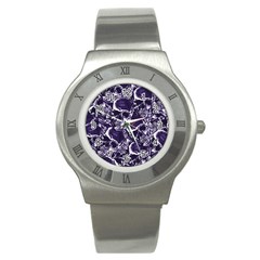 Skull Pattern Stainless Steel Watch by ValentinaDesign