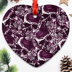 Skull Pattern Heart Ornament (two Sides) by ValentinaDesign