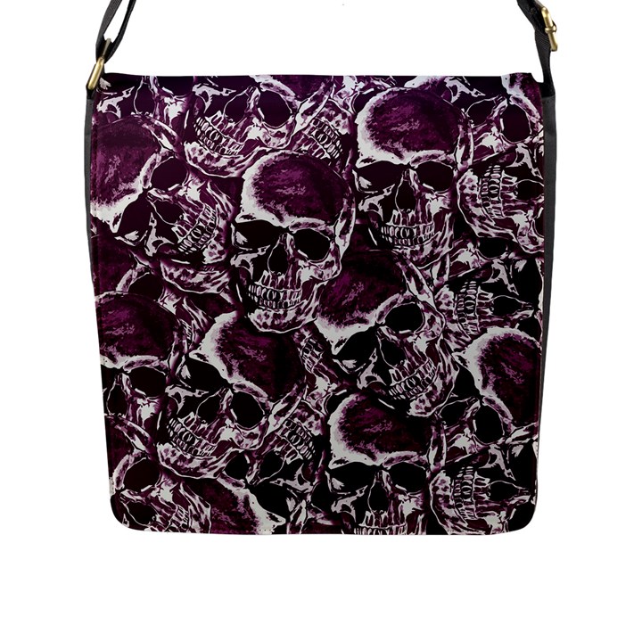 Skull pattern Flap Messenger Bag (L) 