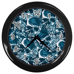 Skull Pattern Wall Clocks (black) by ValentinaDesign