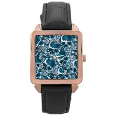 Skull Pattern Rose Gold Leather Watch  by ValentinaDesign