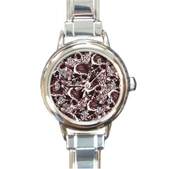 Skull Pattern Round Italian Charm Watch by ValentinaDesign