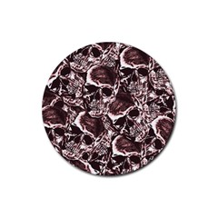 Skull Pattern Rubber Coaster (round)  by ValentinaDesign