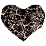 Skull pattern Large 19  Premium Flano Heart Shape Cushions Front