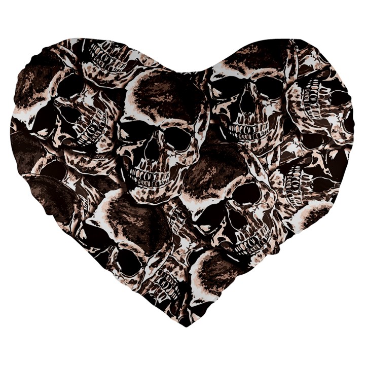 Skull pattern Large 19  Premium Flano Heart Shape Cushions